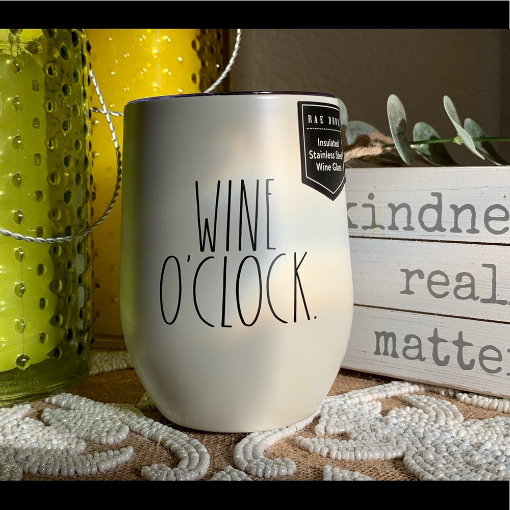 NWT Rae Dunn ‘Wine O’ Clock’ Wine Glass